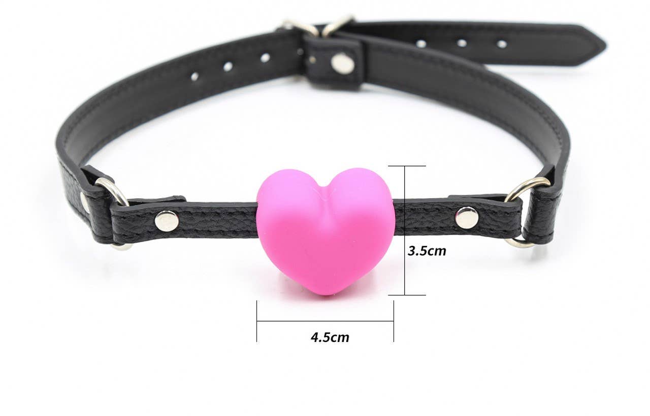 Pink Silicone Heart Ball Gag