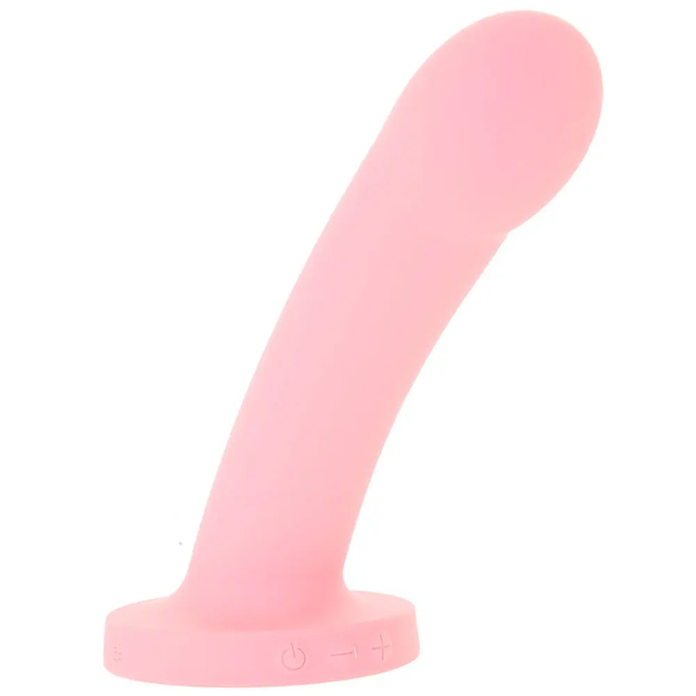 Light pink silicone harness compatible vibrating dildo
