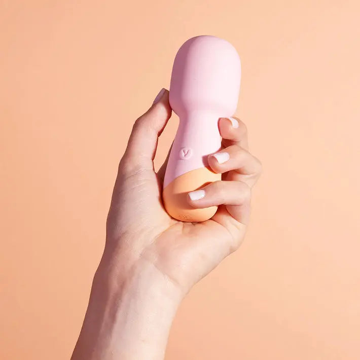 VUSH USB rechargeable mini wand vibrator in pink and orange