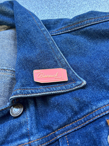 End Bisexual Erasure Enamel Pin