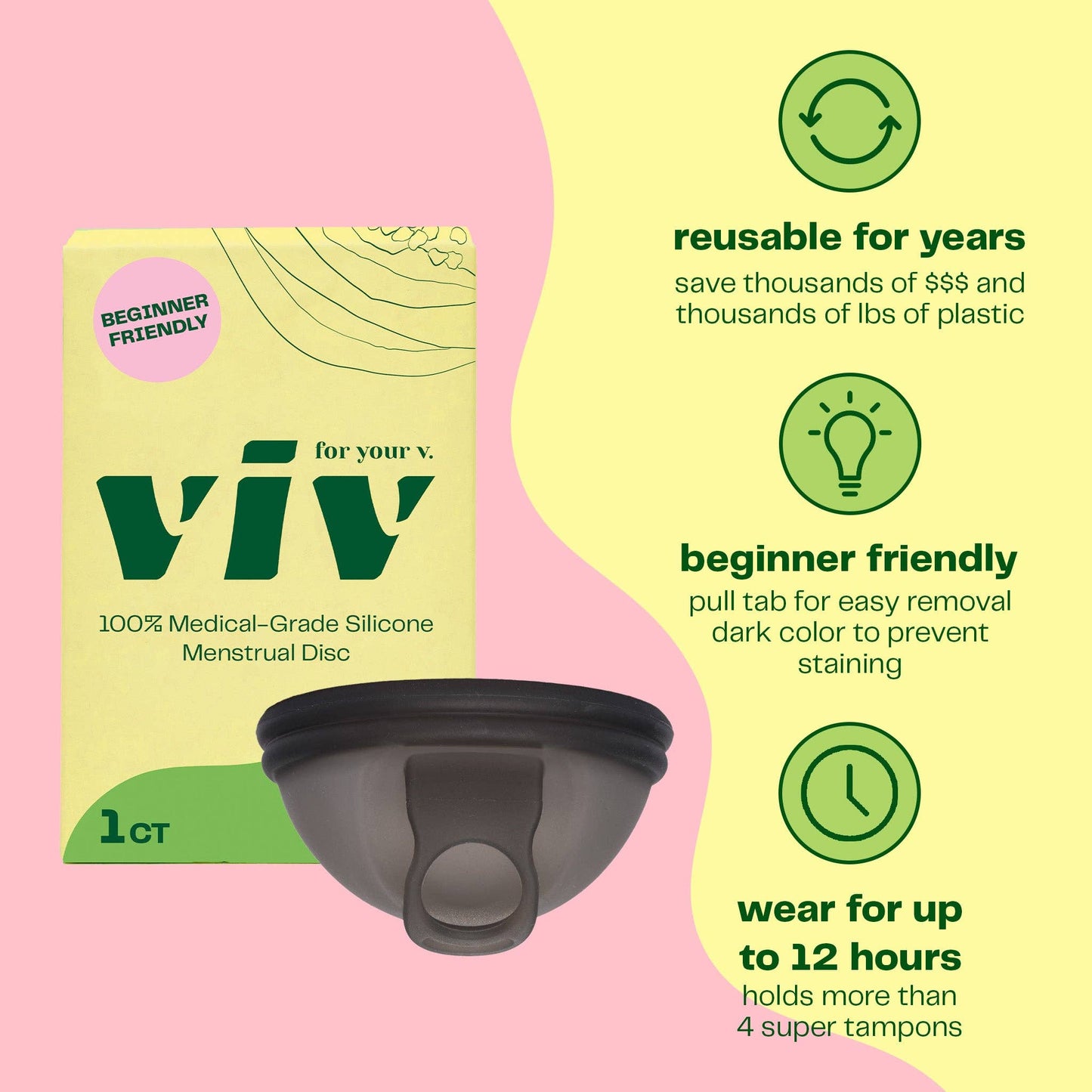 Viv Menstrual Disc - Reusable Silicone Period Disc: Small/Med