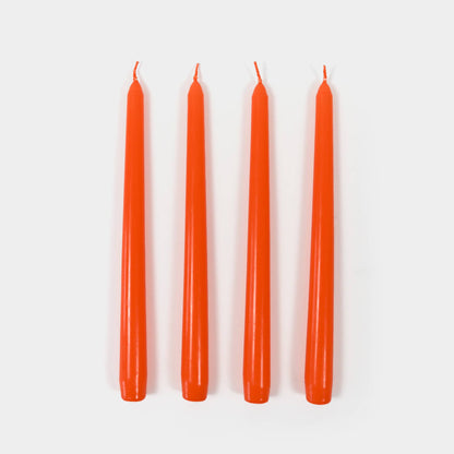 Taper Candles (4 Pack) - 10" Tall, 8 Hr Burn, Orange