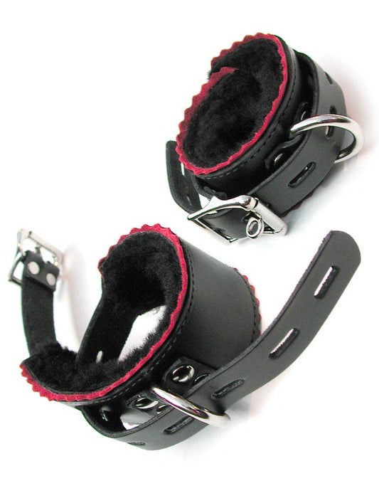 Fleece Lined Scalloped Edge Leather Wrist Cuffs