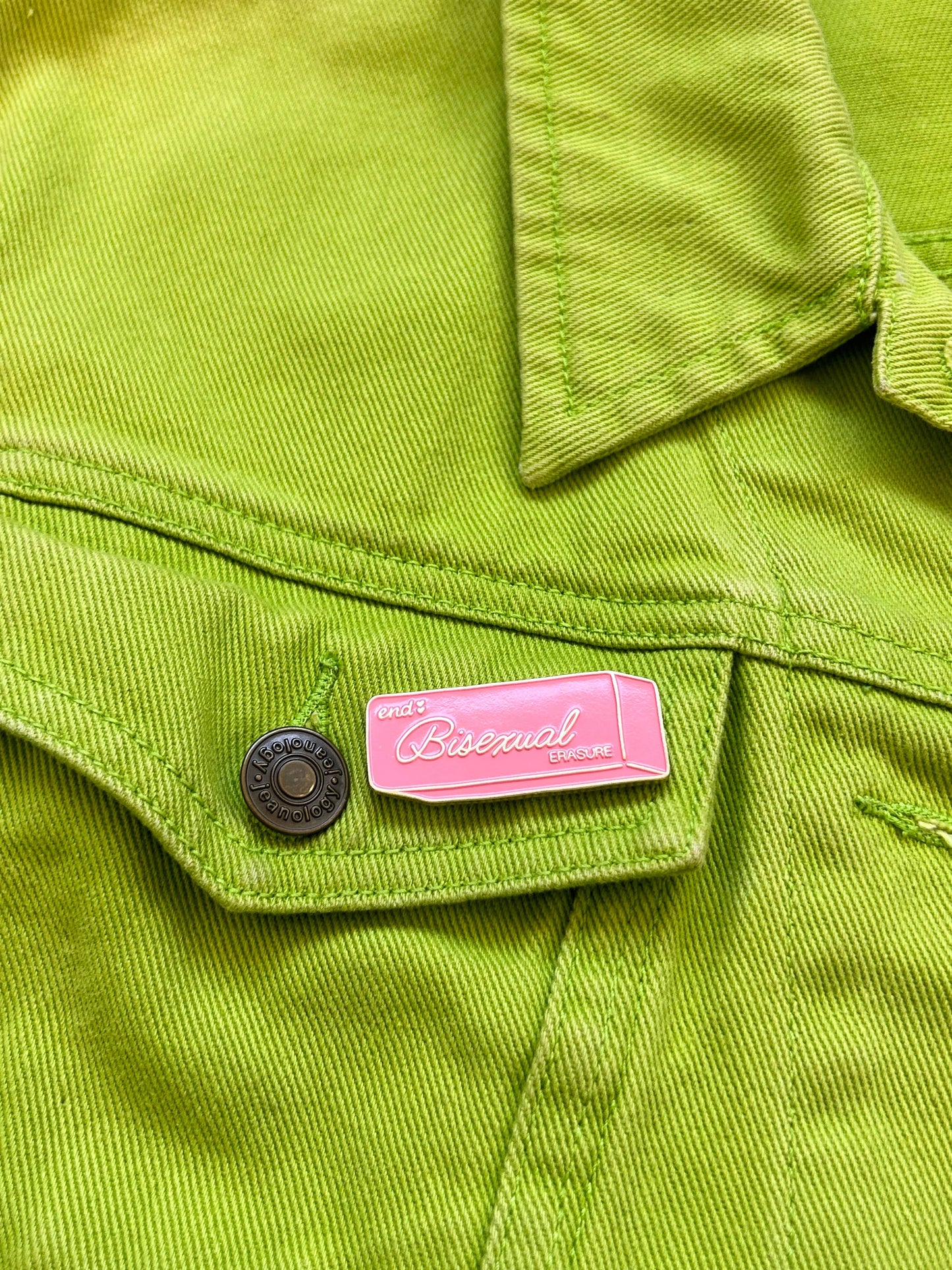 End Bisexual Erasure Enamel Pin