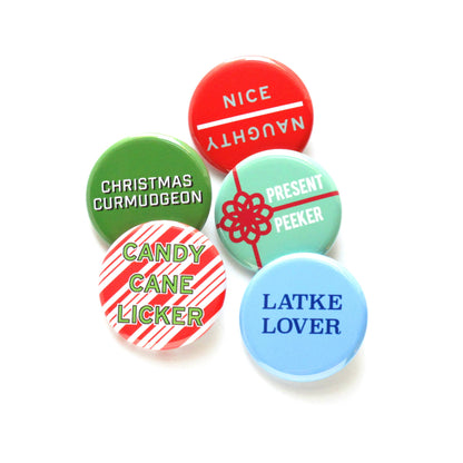 NAUGHTY or NICE Pinback Button