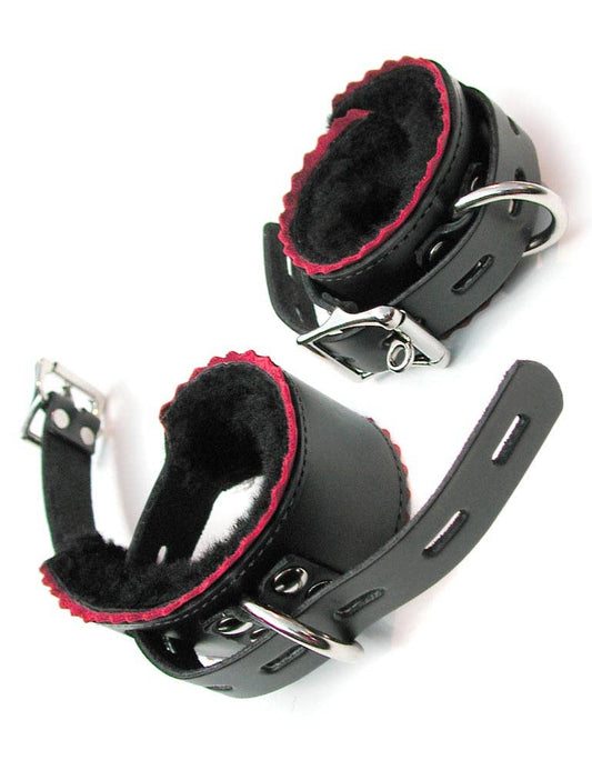 Fleece Lined Scalloped Edge Leather Ankle Cuffs
