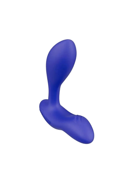 Blue silicone butt plug on a white background