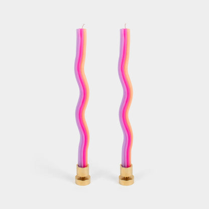 Wiggle Candles - Orange, Pink & Lav. (2 Pack) - 11" Tapers