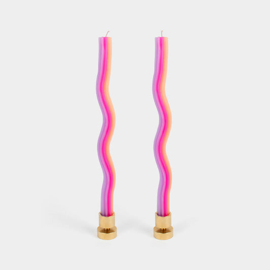Wiggle Candles - Orange, Pink & Lav. (2 Pack) - 11" Tapers