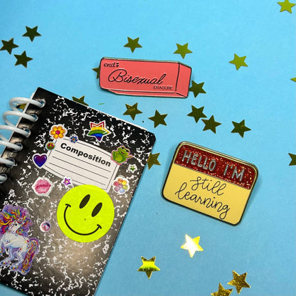 End Bisexual Erasure Enamel Pin