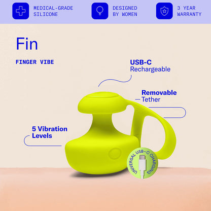 Dame Fin 2.0 Finger Vibrator Citrus