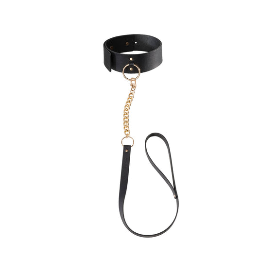 BIJOUX MAZE - Wide choker with leash black