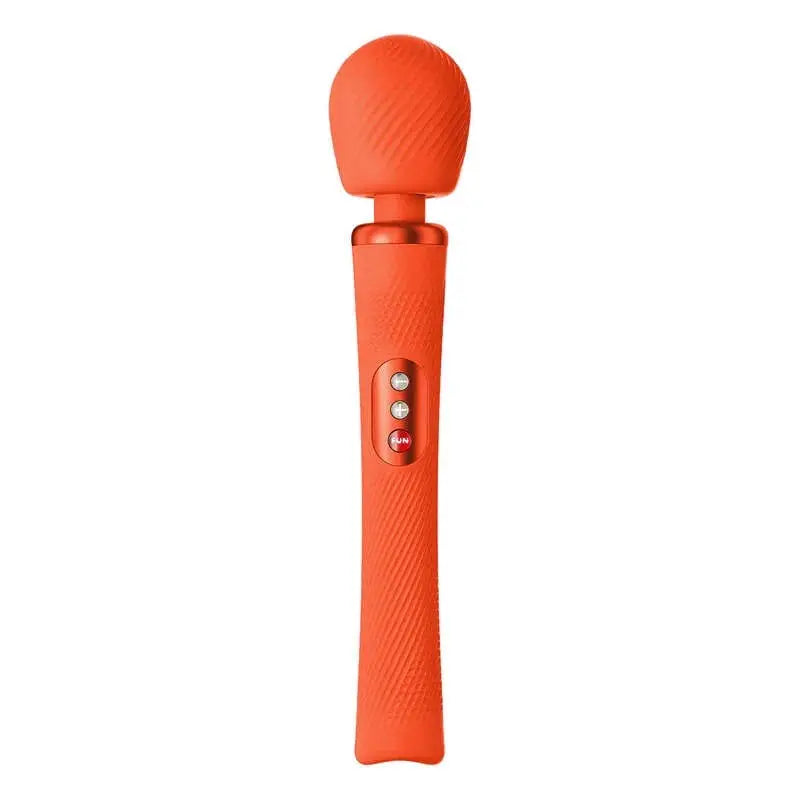 Fun Factory textured silicone wand vibrator in bright orange color