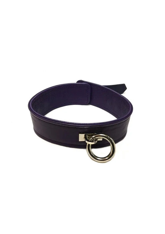 Adjustable Leather Collar with O-Ring Purple Field Day Boutique