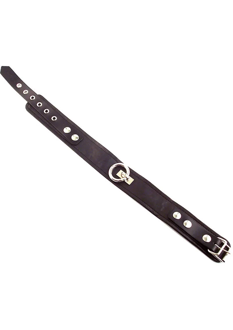 Adjustable Leather Collar with O-Ring Black Field Day Boutique