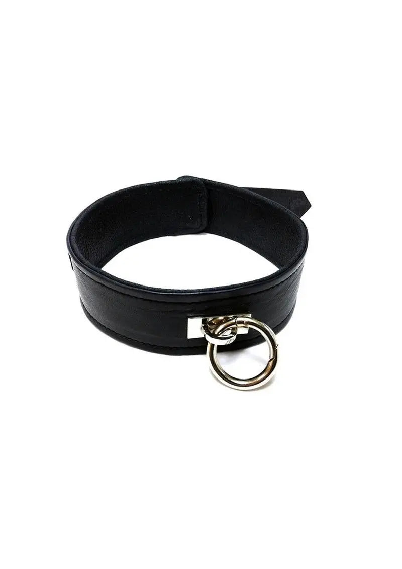 Adjustable Leather Collar with O-Ring Black Field Day Boutique