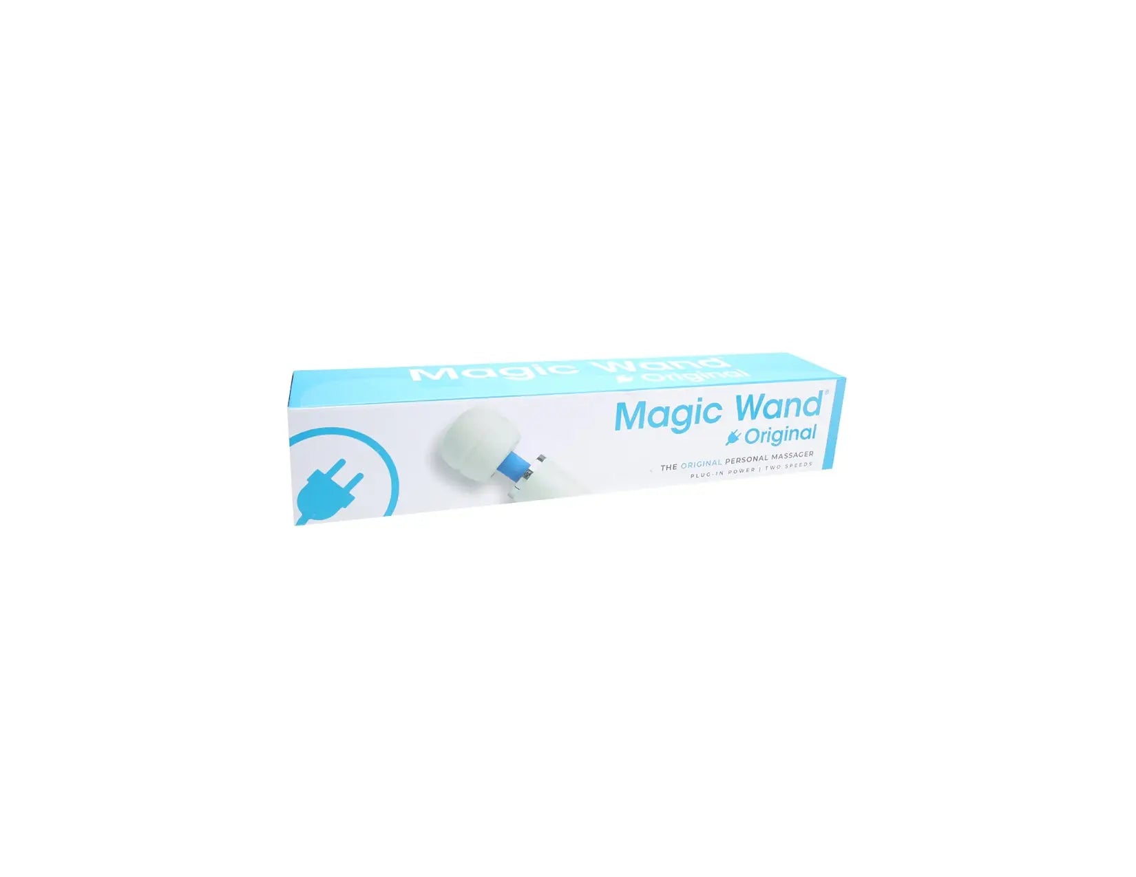 Original Plug in Magic Wand vibrator in blue and white packaging