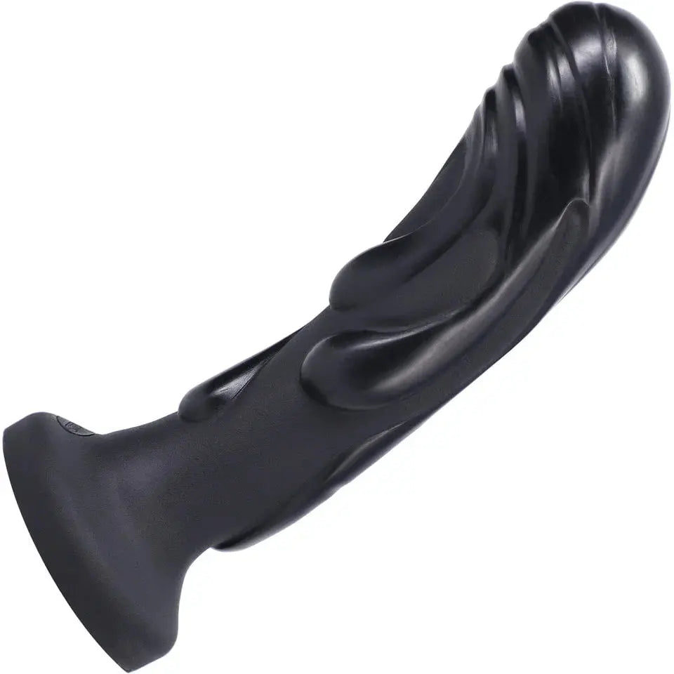 Tantus Magma black silicone dildo with lava-like ripple texture