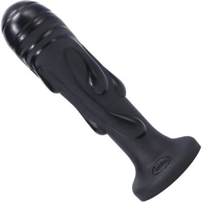 Tantus Magma black silicone dildo with lava-like dripping texture