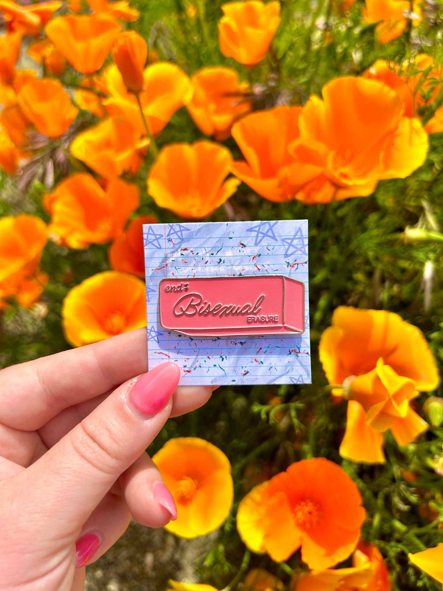 End Bisexual Erasure Enamel Pin