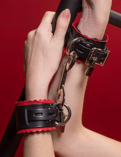 Fleece Lined Scalloped Edge Leather Wrist Cuffs