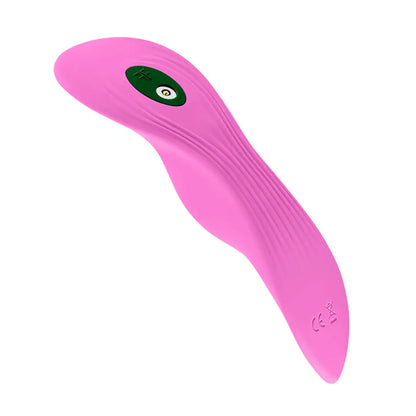 Pink FemmeFunn Unda external remote controlled vibrator view of back of toy with USB charging port