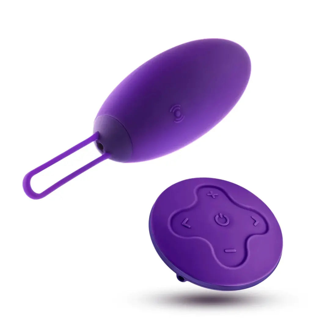 Blush Imara remote controlled egg vibrator with remote in purple silicone 