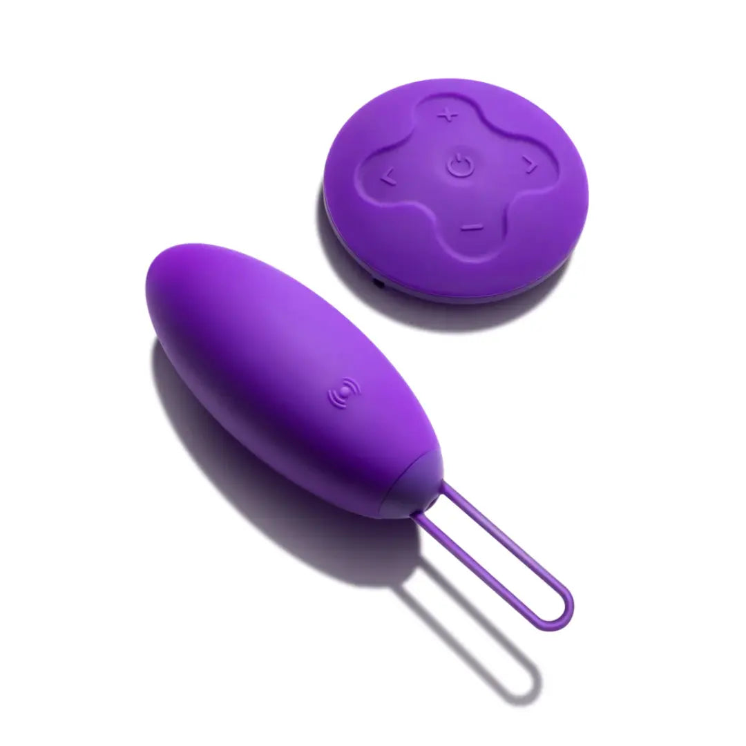 Blush Imara remote controlled egg vibrator with remote in purple silicone