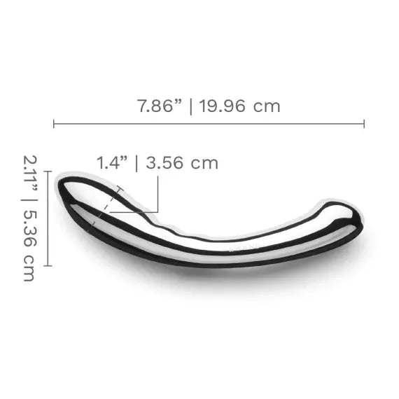 Le Wand Arch stainless steel dildo measurements 7.86 inches length and 1.4 inches diameter