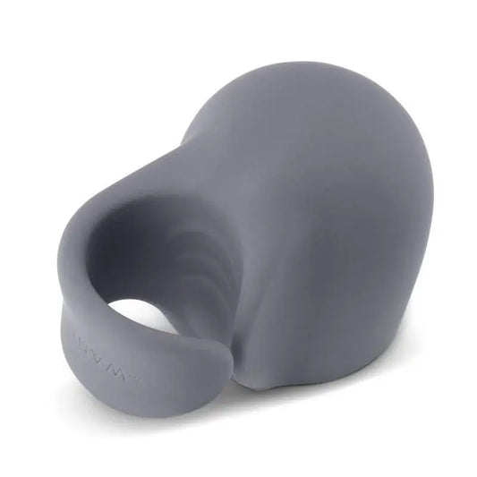 Soft and supple grey silicone vibrating wand attachment for penis play