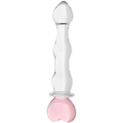 Glas Sweetheart glass dildo in clear with pink heart shaped handle